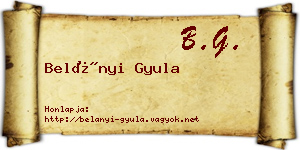 Belányi Gyula névjegykártya